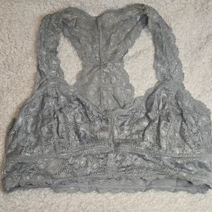 Lace Racerback Bralette in Gray